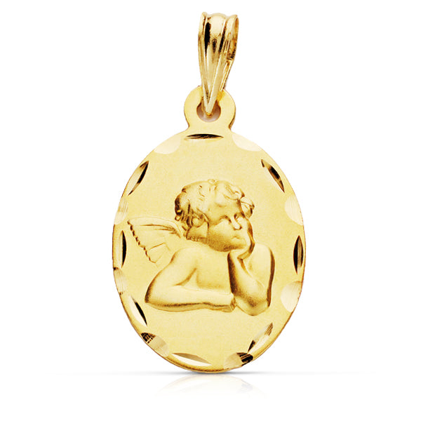 Medalla Oro Amarillo 9K Burlon Ángel Ovalada 23X14 mm