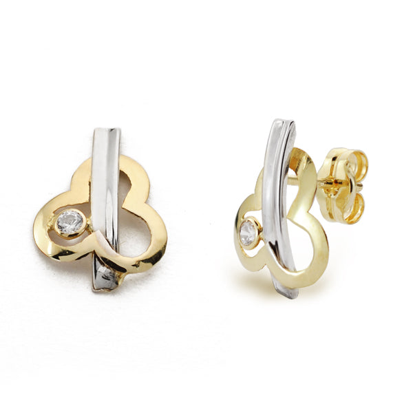 Pendientes Oro Bicolor 9K Cierre Mariposa 12X9 mm