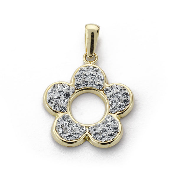 Ciondolo Fiore e Zirconi in Oro Giallo 9K 16X14 mm