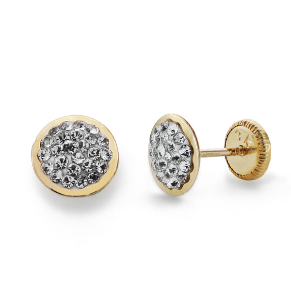 Boucles d'oreilles Or Jaune 9K avec Zircon 6 mm Fermoir a Vis