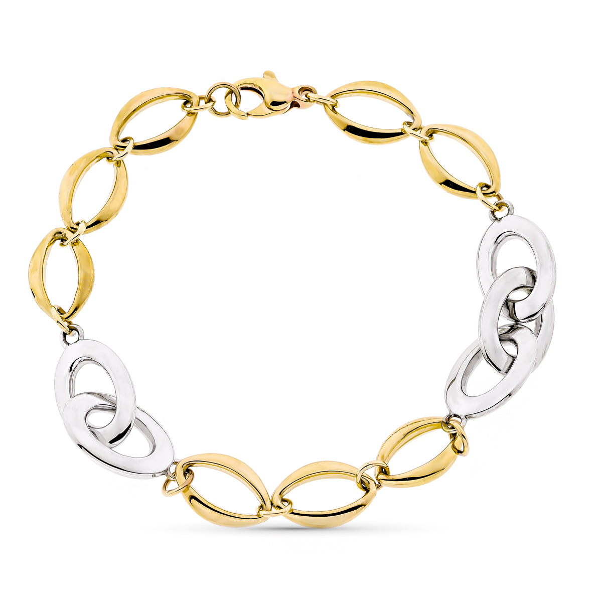 Pulseira oca de dois tons 9K 20,5 cm
