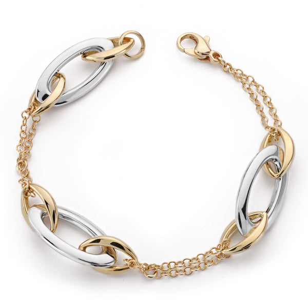 Pulseira oca em ouro bicolor 9K 19,5 cm