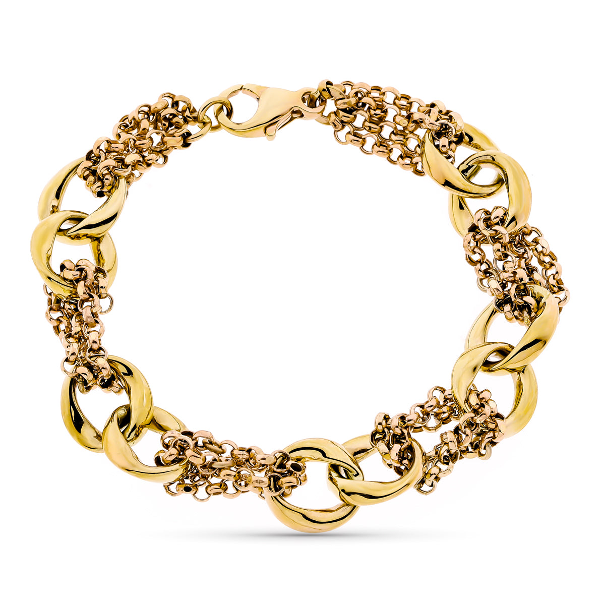 9K trefarvet hul armbånd 18 Cm