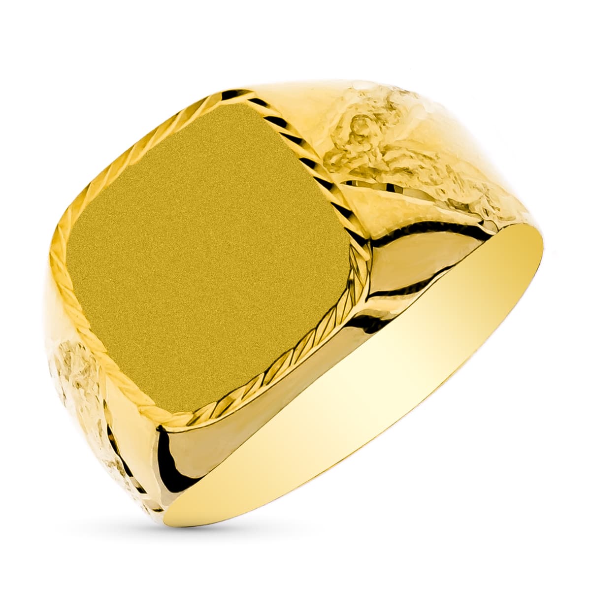 9K Sello Oro Amarillo Caballero Hueco Tallado. Area di presa: 13X12 mm