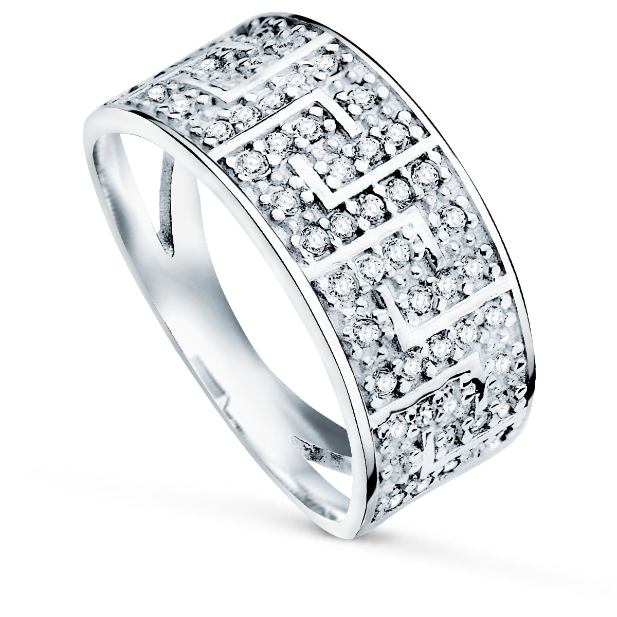 9K hvidguld Ring med Zirconia Bredde: 9 mm