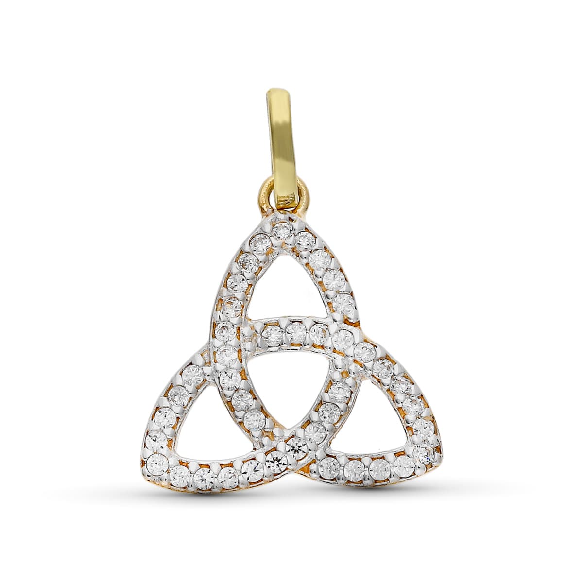Pendentif Trinité en Or Bicolore 9K avec Pierres en Zircone Taille : 16X17 mm