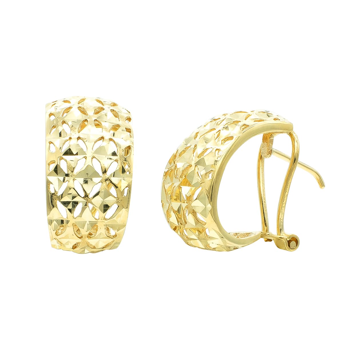Boucles d'oreilles Sculpté Ouverture Or Jaune 9K 17X10 mm Fermoir Omega