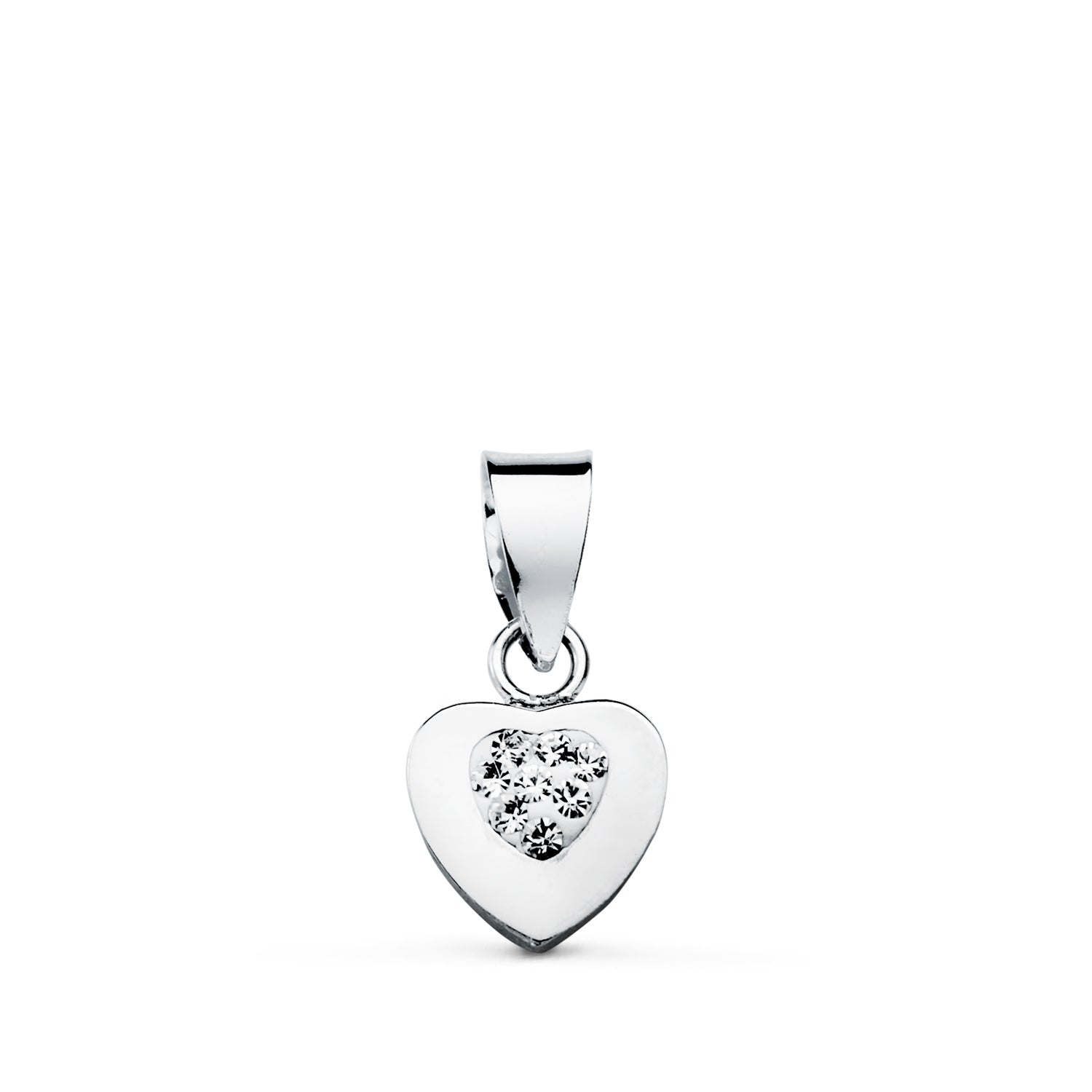 Pendentif en Or Blanc Brillant 9K avec Zircon Taille: 7 X 7 mm