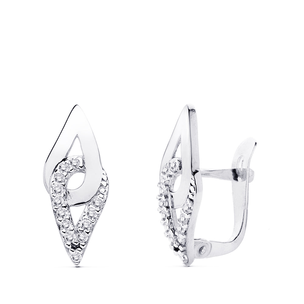 Pendientes Oro Blanco 9K Cierre Catalán 17X7 mm