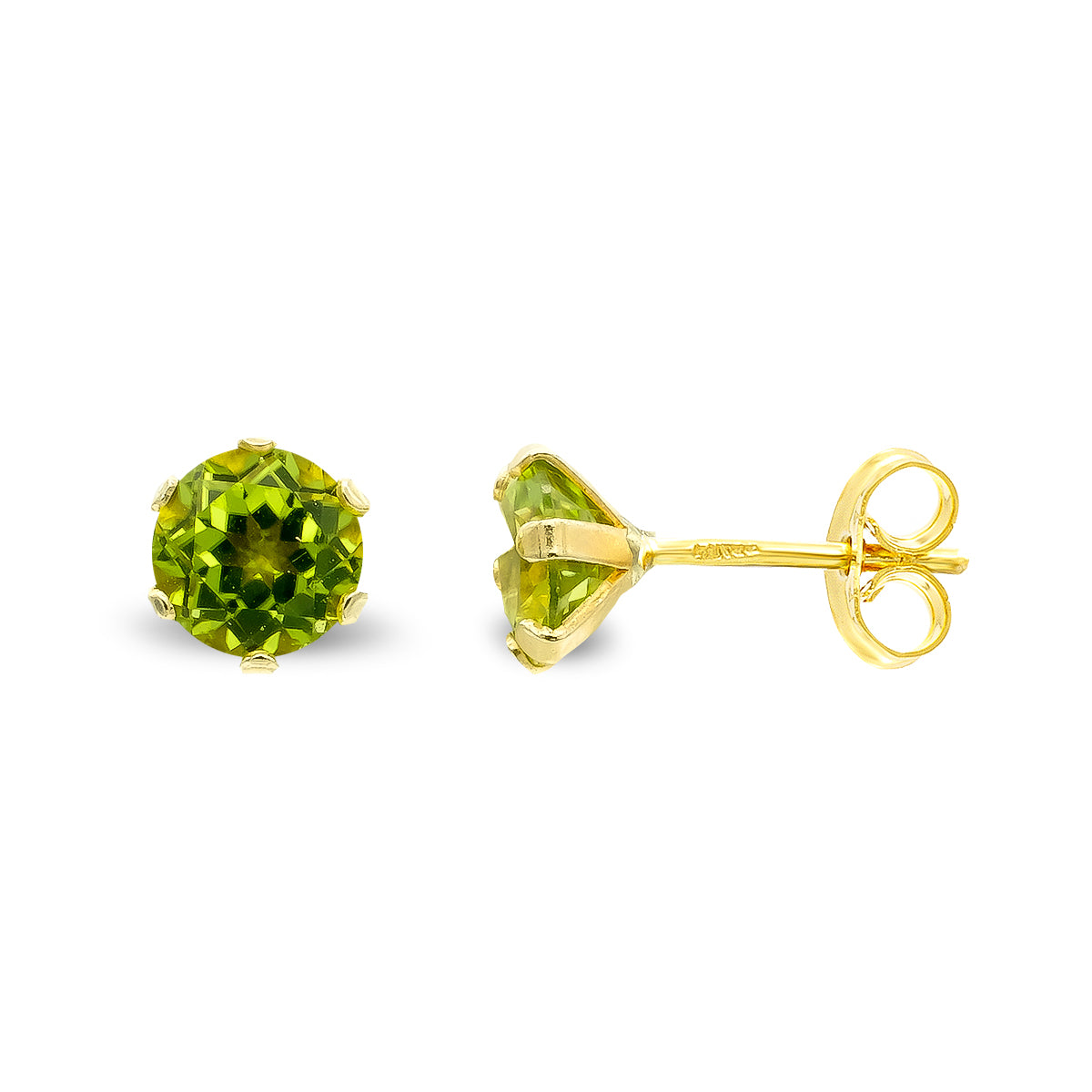Boucles d'oreilles Griffes Péridot Naturelle Or Jaune 9K 5MM Fermoir Poussettes Papillon