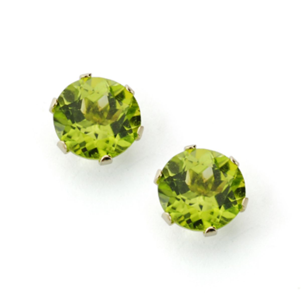 9K Boucles d'oreilles en Or Jaune Péridot 6 mm 1.86 Cts. Fermoir Poussettes.