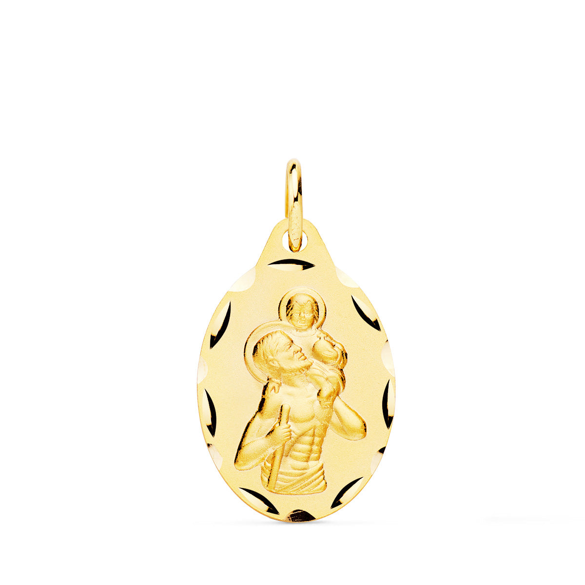 9K gul guld Saint Christopher Oval Medal. 20 x 13 mm