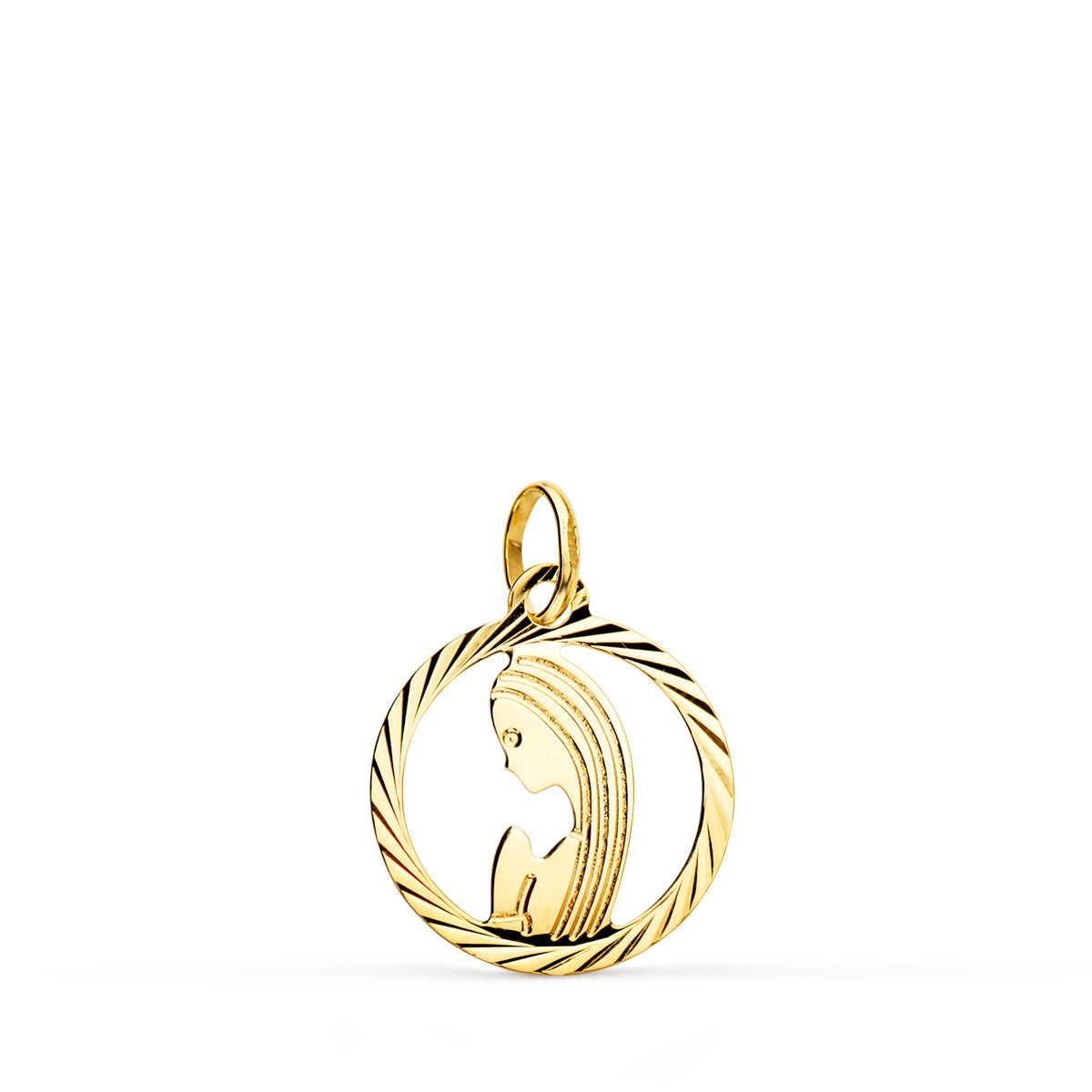 9K gul guld Virgin Diamond Pendant 14MM