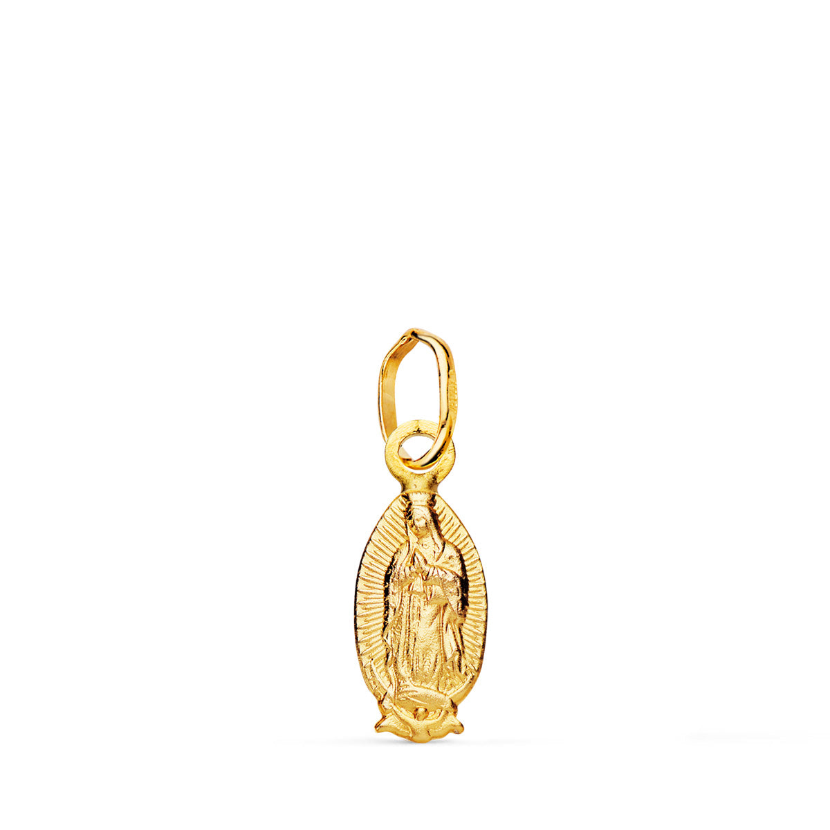 18K medaile Virgin Guadalupe Mexico Mate 14 X 6 mm