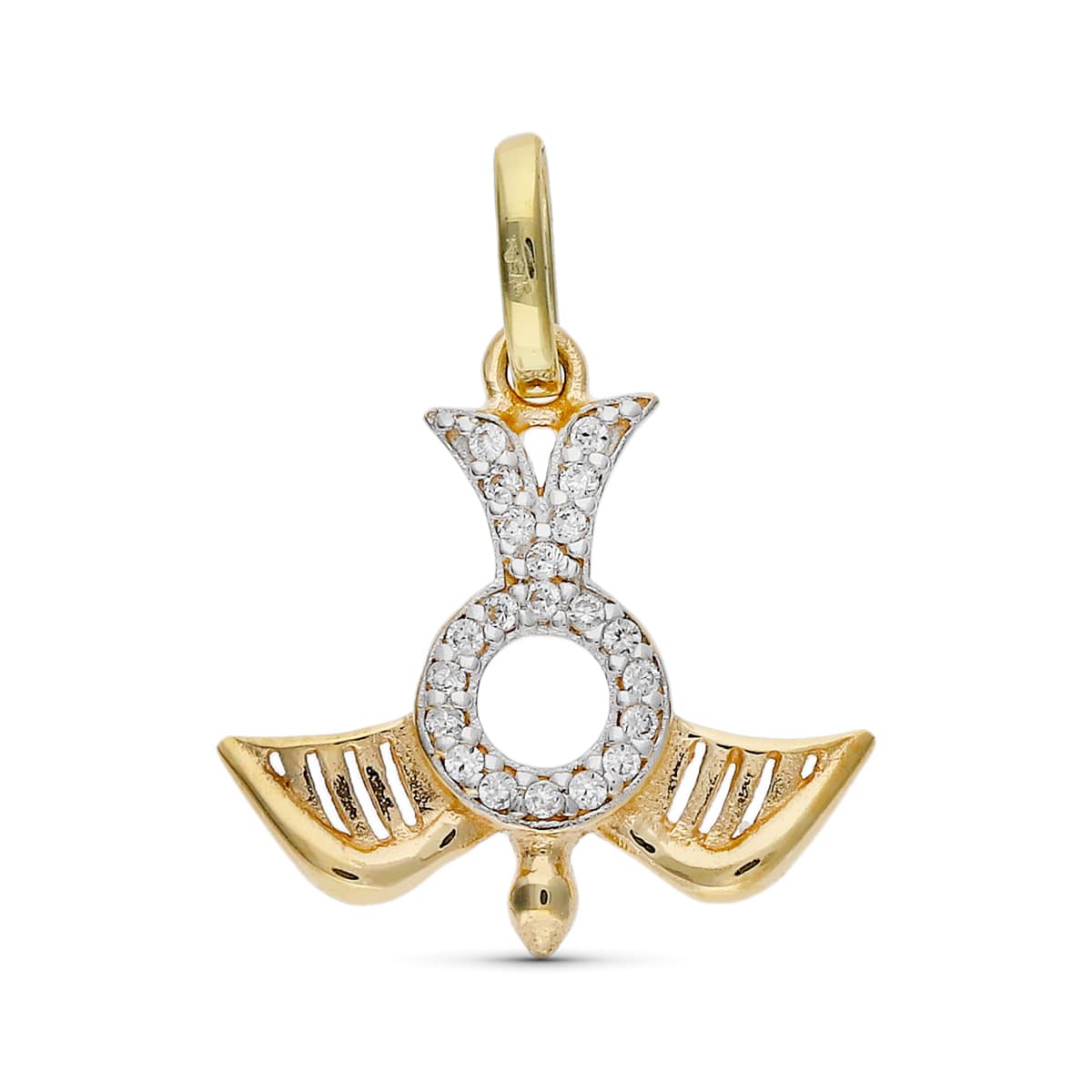 9K Pendentif Saint Esprit en Or Bicolore