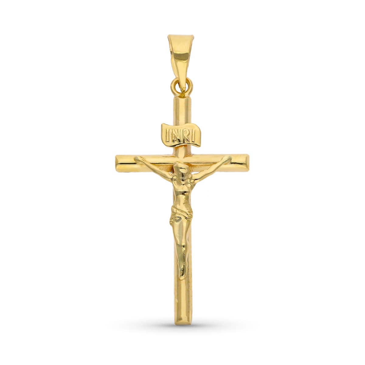 Pendentif Croix 9K avec Christ Estampillé Taille : 24 X 14 mm Tube 2 mm
