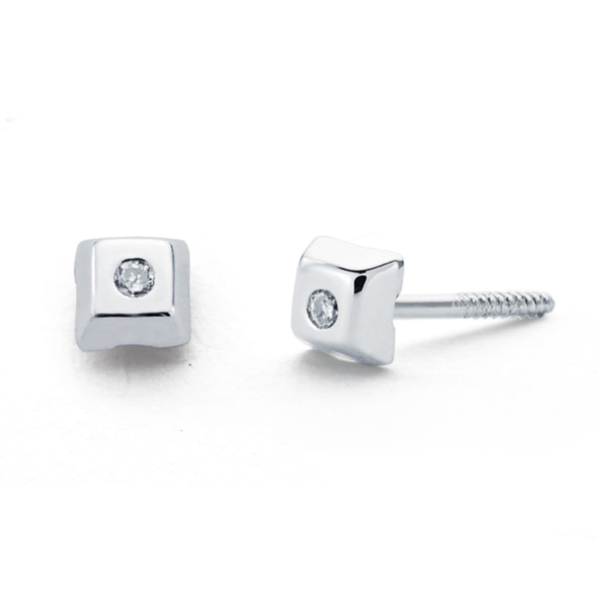 Brincos Quadrados em Ouro Branco 9K