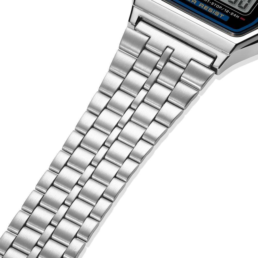 Collection Vintage - A159WE-1EF - Montre Casio – boîtier carré argenté, cadran noir, écran numérique, bracelet en acier inoxydable – vue 6