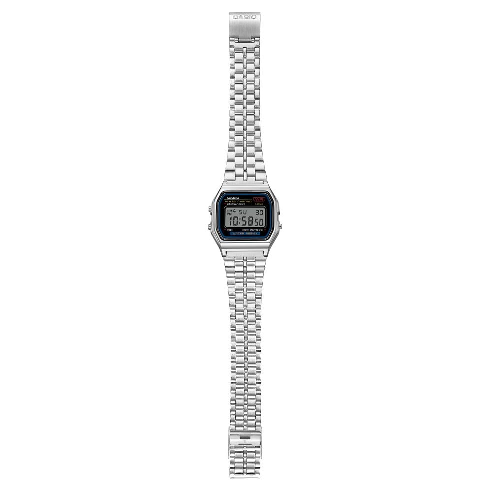 Collection Vintage - A159WE-1EF - Montre Casio – boîtier carré argenté, cadran noir, écran numérique, bracelet en acier inoxydable – vue 7