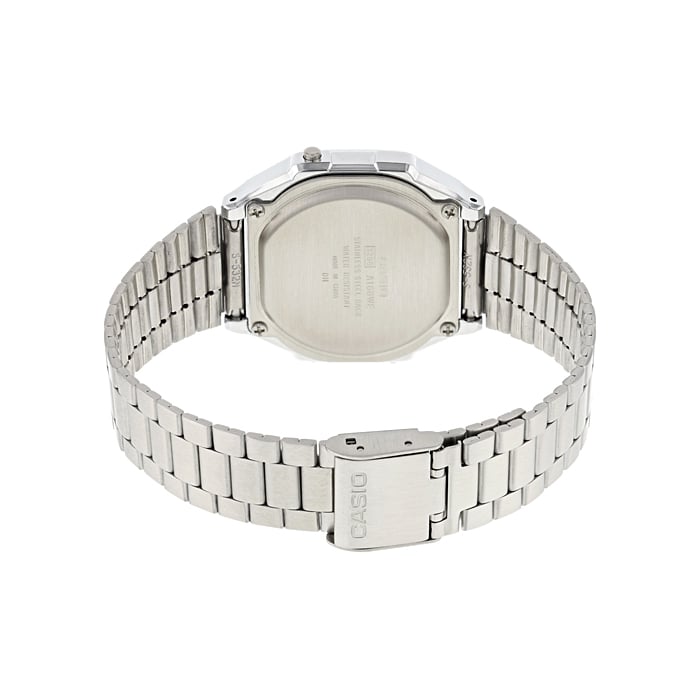 Collection Vintage - A168WEM-1EF - Montre Casio – boîtier argenté chromé, cadran noir à finition miroir, bracelet en acier inoxydable – vue 4