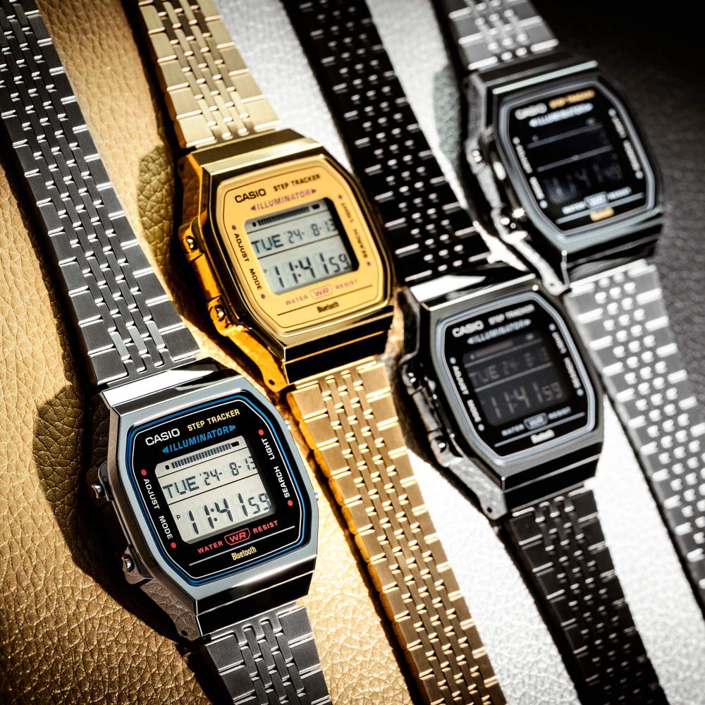 Collection Vintage - ABL-100WEG-9AEF - Montre Casio – boîtier doré, écran numérique, bracelet multi-mailles en acier doré – vue 6
