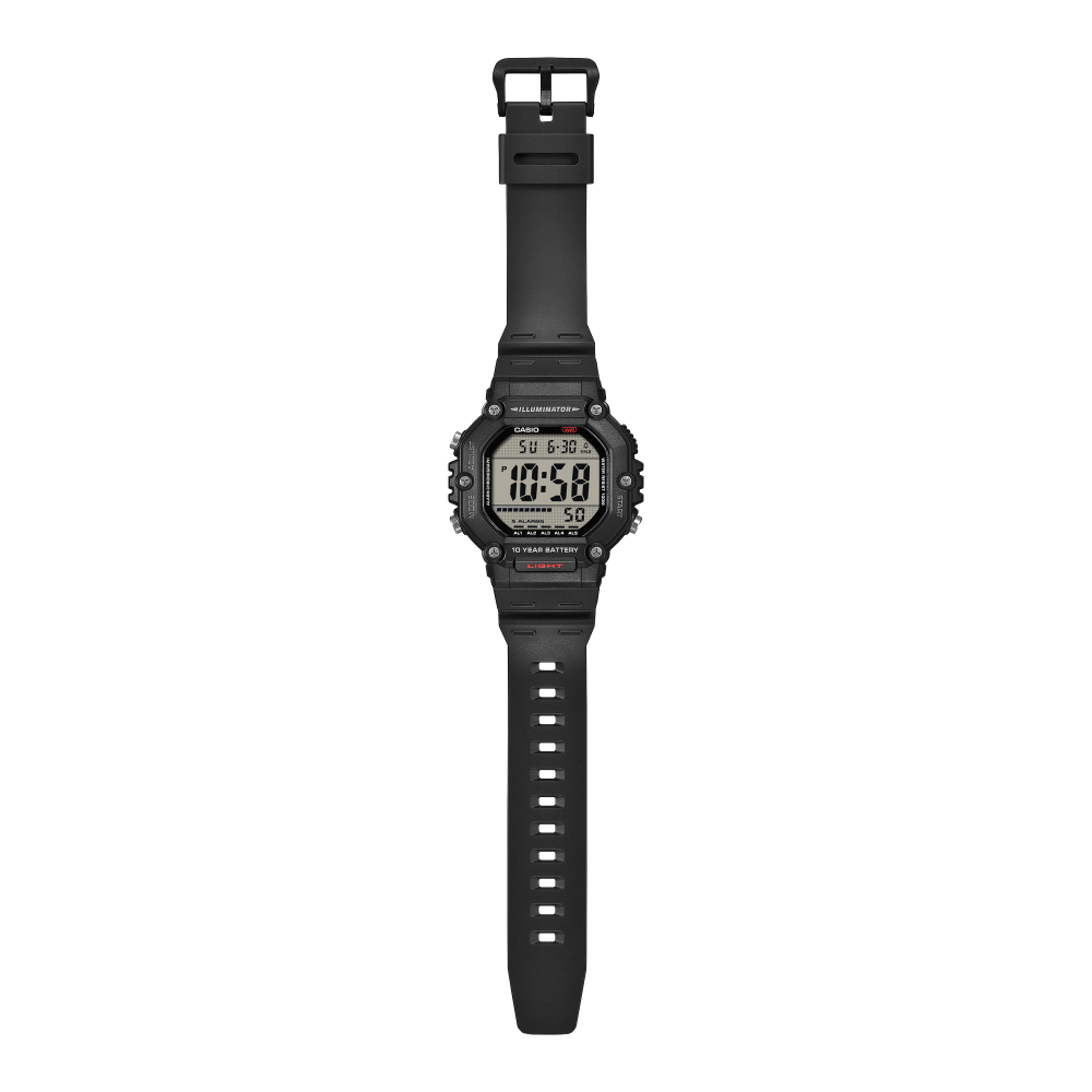 Collection Timeless - AE-1600H-1AVEF - Montre Casio – boîtier en résine noire, large écran LCD, bracelet en résine noire – vue 7