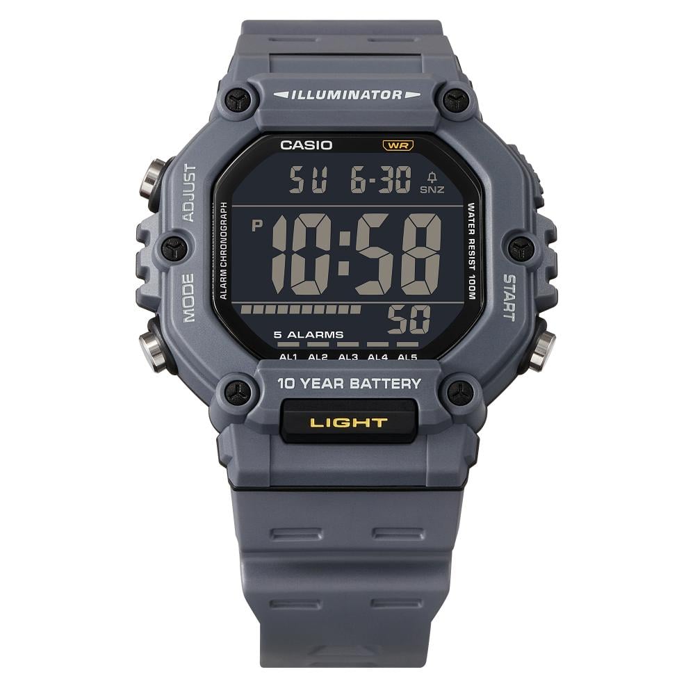 Collection Timeless - AE-1600H-8BVEF - Montre Casio – boîtier en résine grise, grand écran LCD, bracelet en résine grise – vue 3
