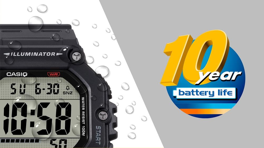 Collection Timeless - AE-1600H-8BVEF - Montre Casio – boîtier en résine grise, grand écran LCD, bracelet en résine grise – vue 2