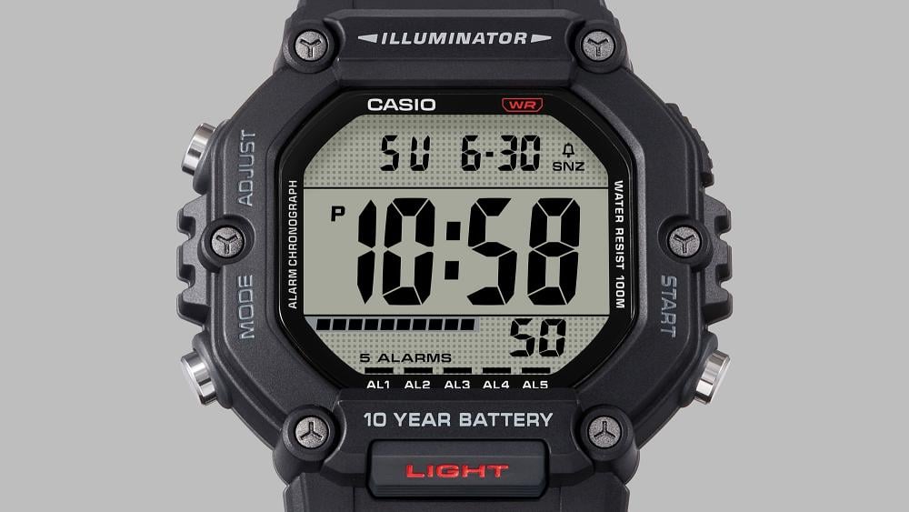 Collection Timeless - AE-1600H-1AVEF - Montre Casio – boîtier en résine noire, large écran LCD, bracelet en résine noire – vue 4