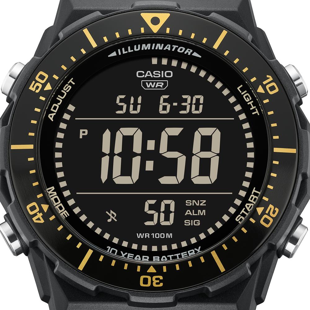 Collection Timeless - AE-1700H-1BVEF - Montre Casio – boîtier noir en résine et aluminium, lunette tournante, bracelet en résine noire – vue 2