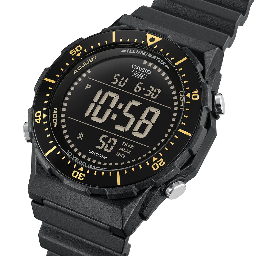 Collection Timeless - AE-1700H-1BVEF - Montre Casio – boîtier noir en résine et aluminium, lunette tournante, bracelet en résine noire – vue 3