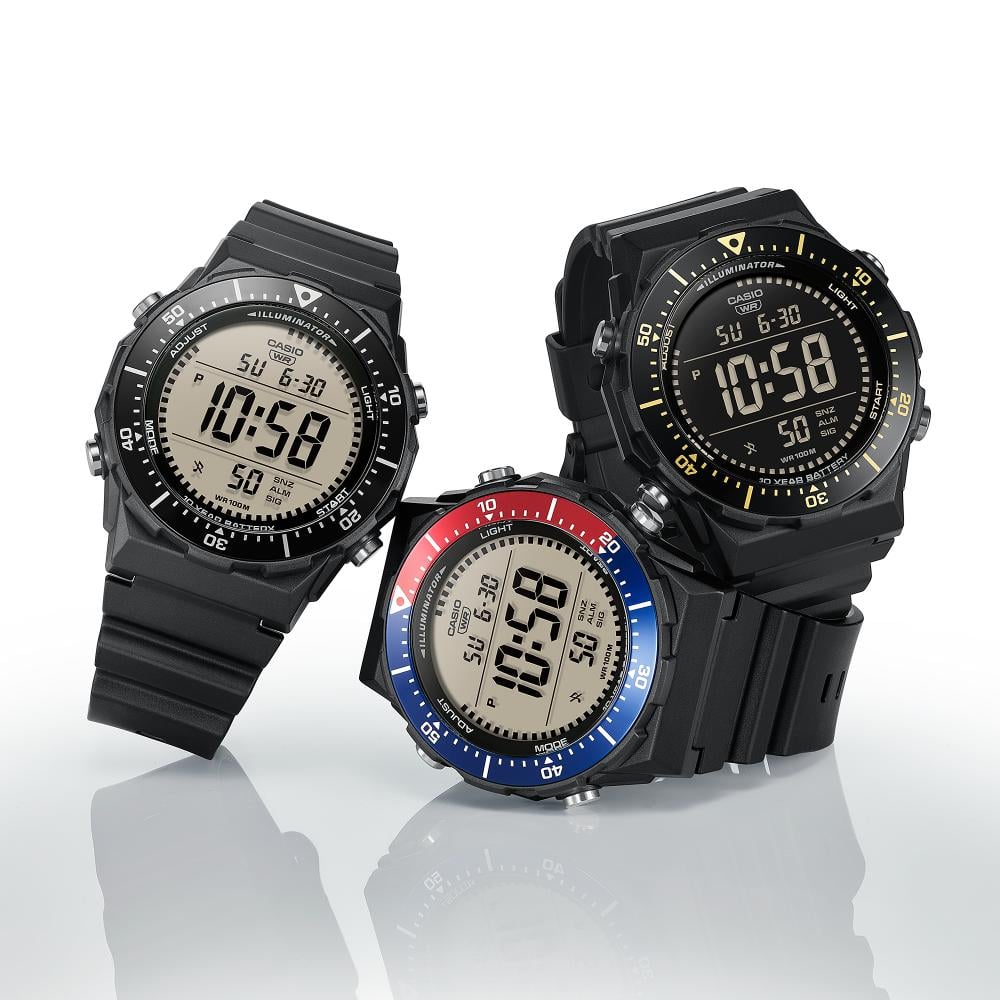 Collection Timeless - AE-1700H-1A2VEF - Montre Casio – boîtier en résine et aluminium noir avec lunette tournante, bracelet en résine noire – vue 2