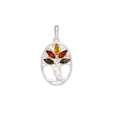 Pendentif En Argent 925 Avec Ambre De La Baltique - Ovale, 1.8g - Occasion, Couleur Marron/jaune