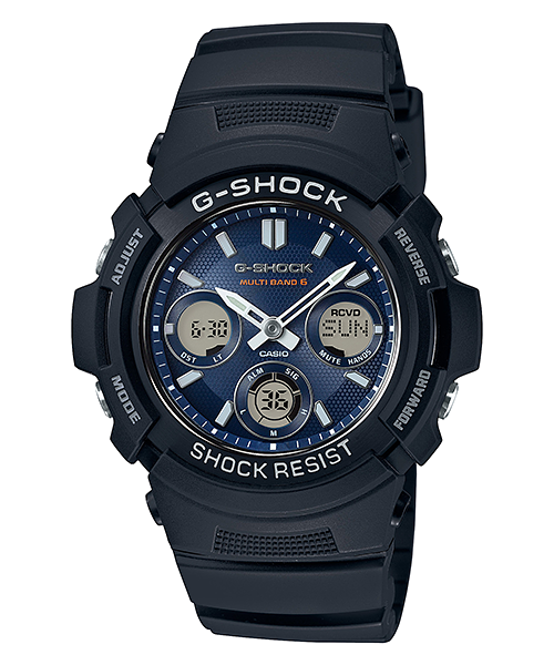 Collection G-Shock - AWG-M100SB-2AER - Montre Casio – boîtier en résine à lunette noire, cadran bleu, bracelet en résine – vue de face