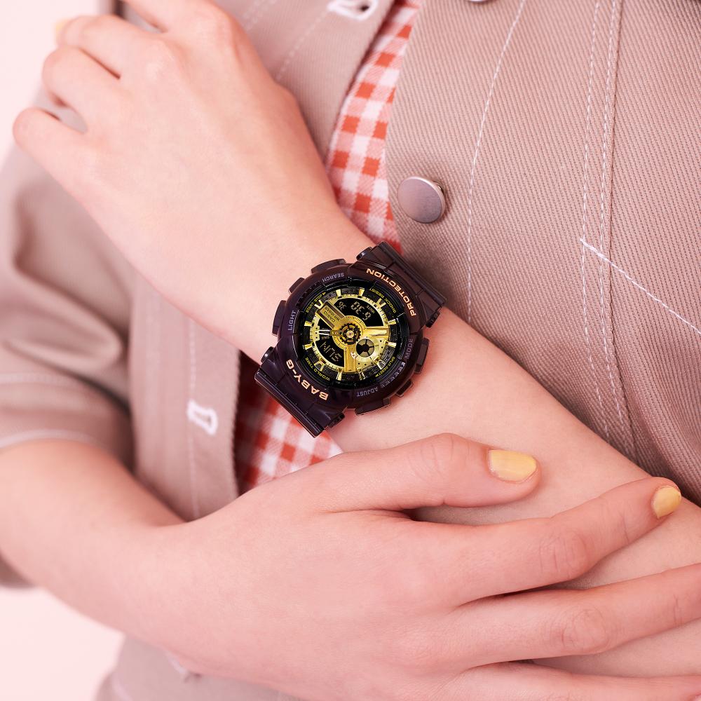 Collection Baby-G - BA-110X-1AER - Montre Casio – montre Baby-G noire, boîtier en résine noir, bracelet en résine noir, aiguilles et écran numérique – vue 5