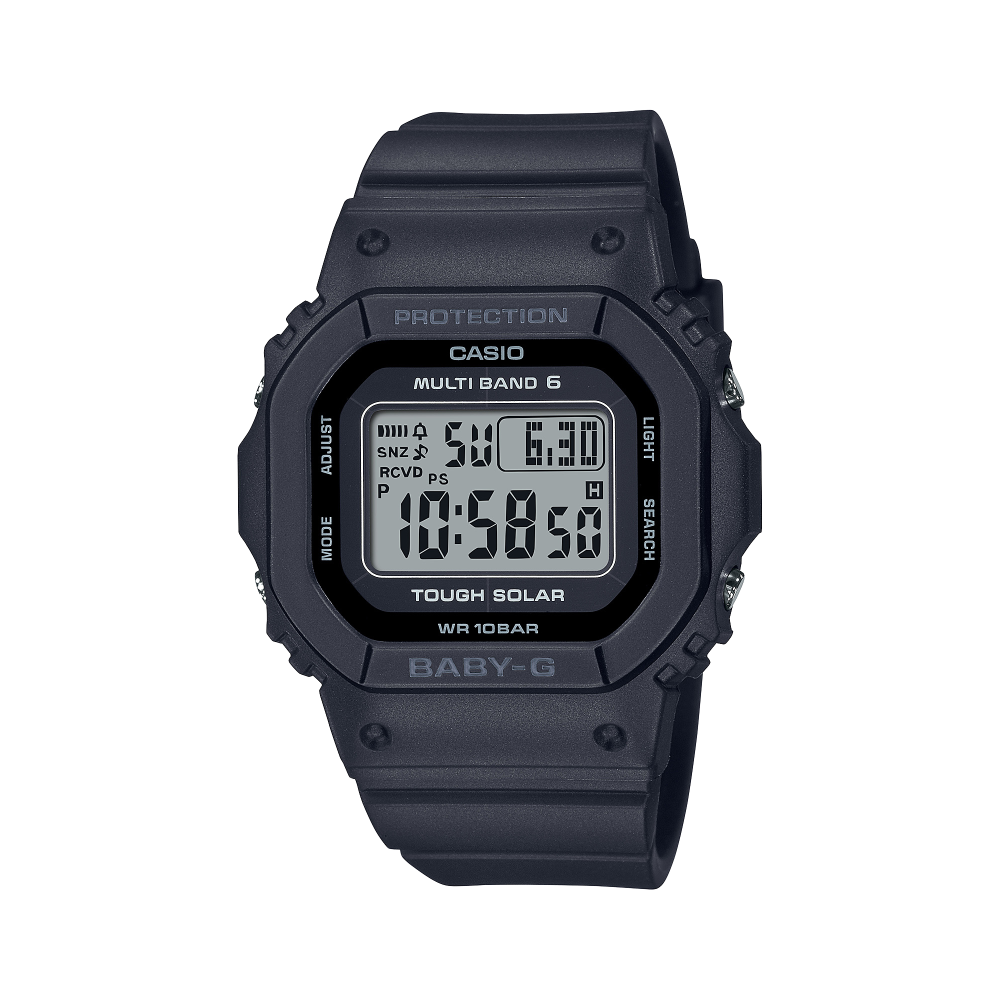 Collection Baby-G - BGD-5650-1ER - Montre Casio – montre carrée Baby-G, boîtier en résine noir, bracelet en résine noir, affichage numérique – vue de face