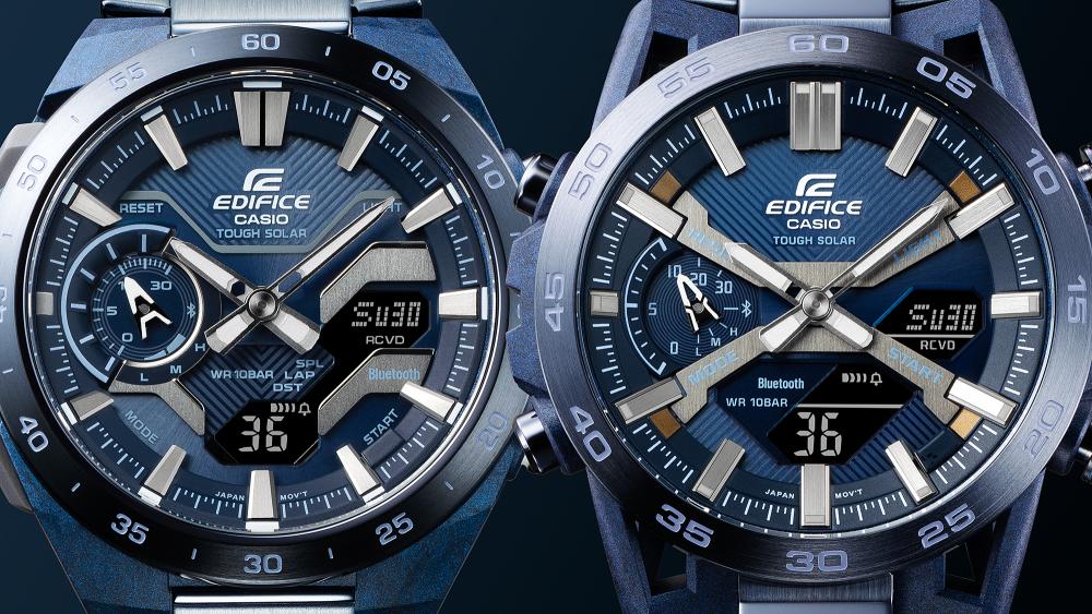 Collection Edifice - ECB-2000CB-2AEF - Montre Casio – montre analogique-numérique bleue, boîtier en carbone bleu indigo, lunette et bracelet à placage ionique bleu – vue 5
