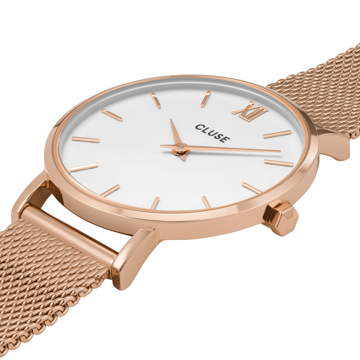 Minuit Mesh – Weißes Roségold – Cluse-Uhr