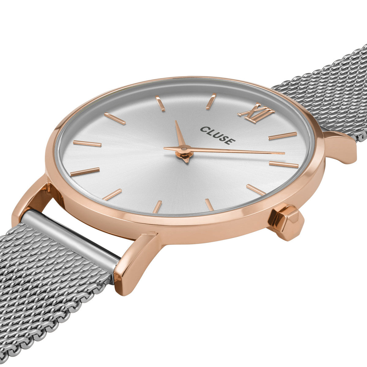 Minuit Mesh - Blanc Or Rosé - Montre Cluse