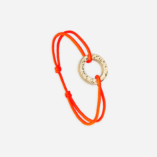 Cercle Plat Martelé - Plaqué Or - Orange Fluo - Le Vent à la Française