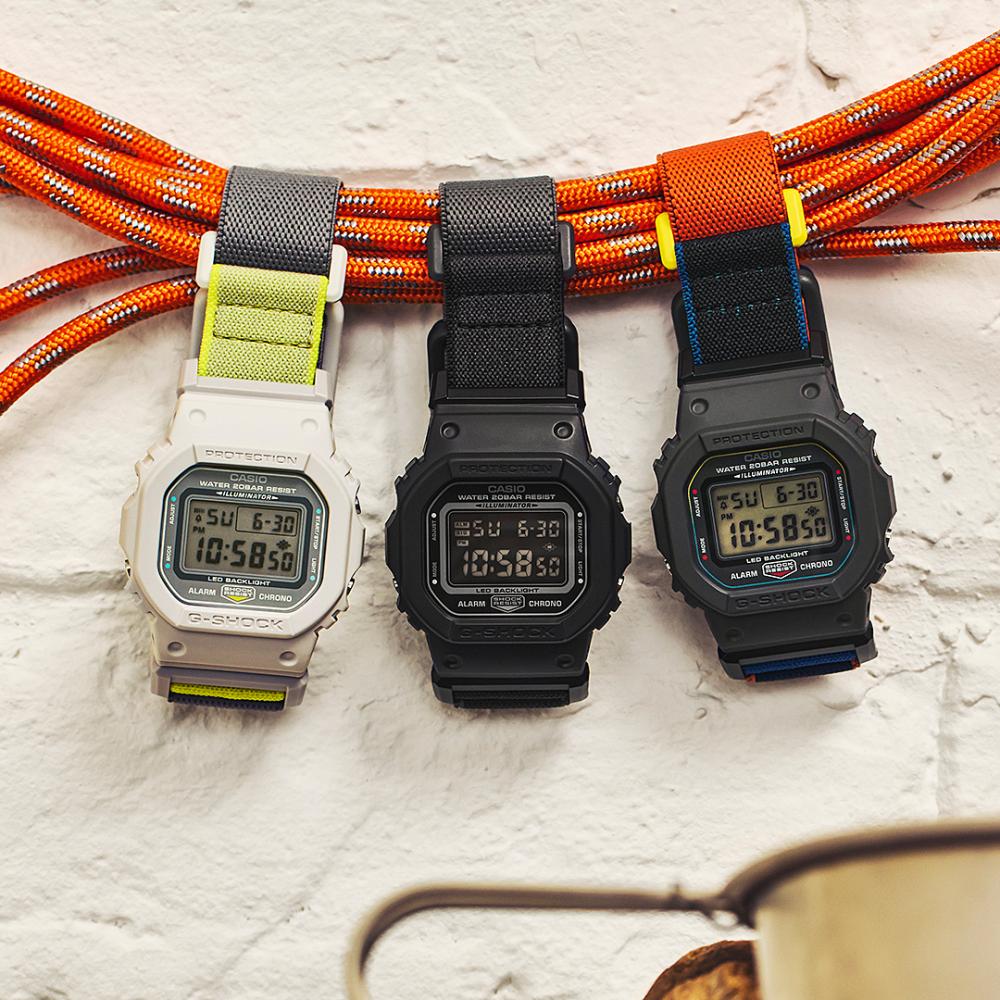 Collection G-Shock - DW-5600MNC-7A8ER - Montre Casio – boîtier en résine clair, bracelet en tissu clair à fermeture magnétique – vue 8