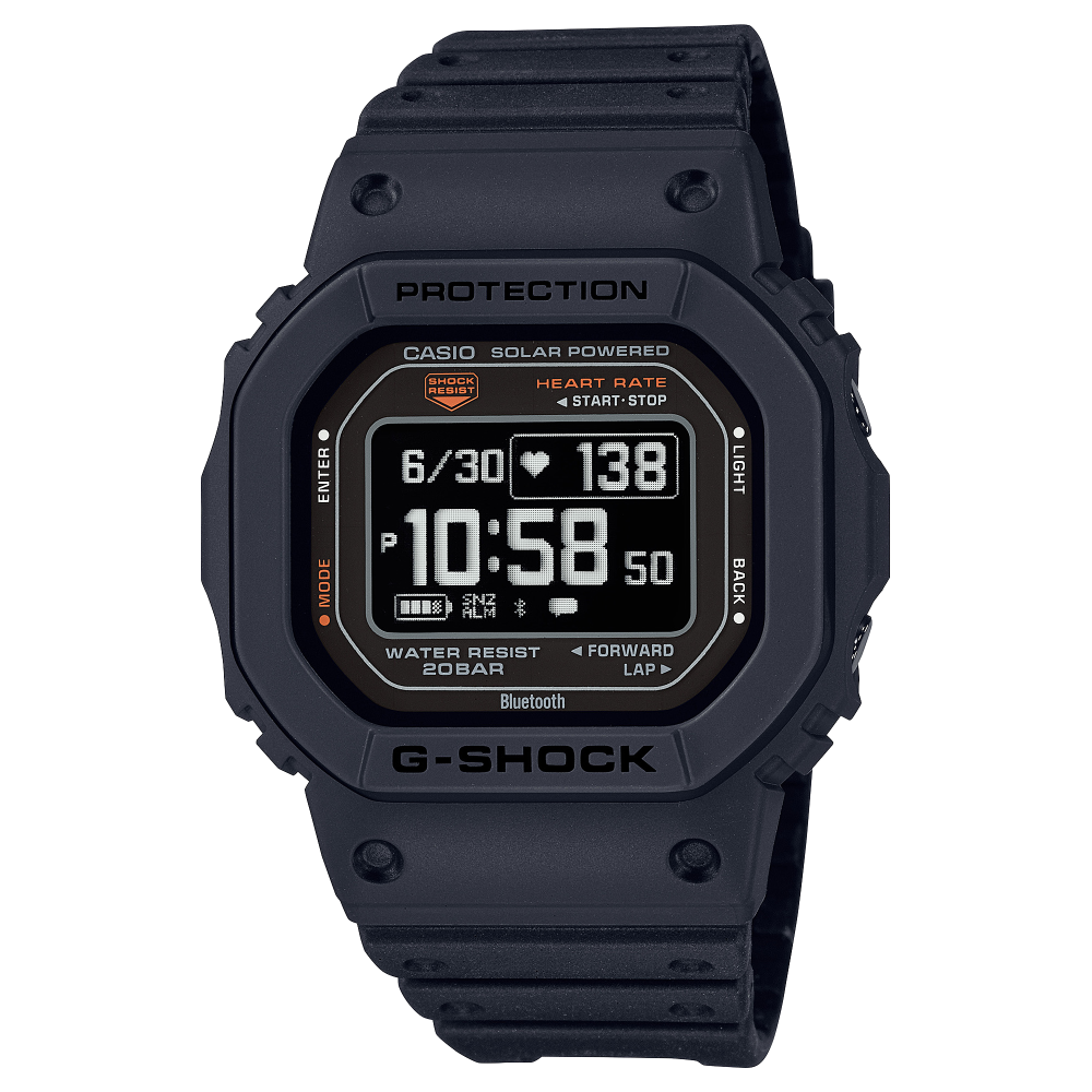Collection G-Shock - DW-H5600-1ER - Montre Casio – boîtier en résine bio noir, écran numérique, bracelet en résine bio noire – vue de face