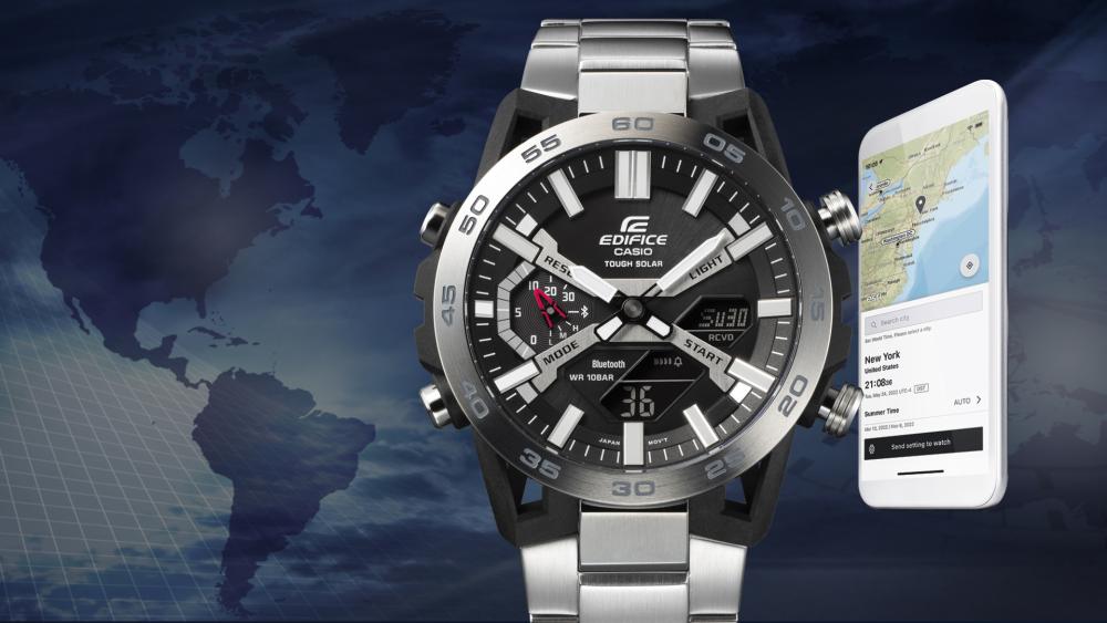 Collection Edifice - ECB-2000D-1AEF - Montre Casio – montre analogique-numérique noire, boîtier en carbone et acier à attaches en quatre bras, bracelet en acier – vue 3