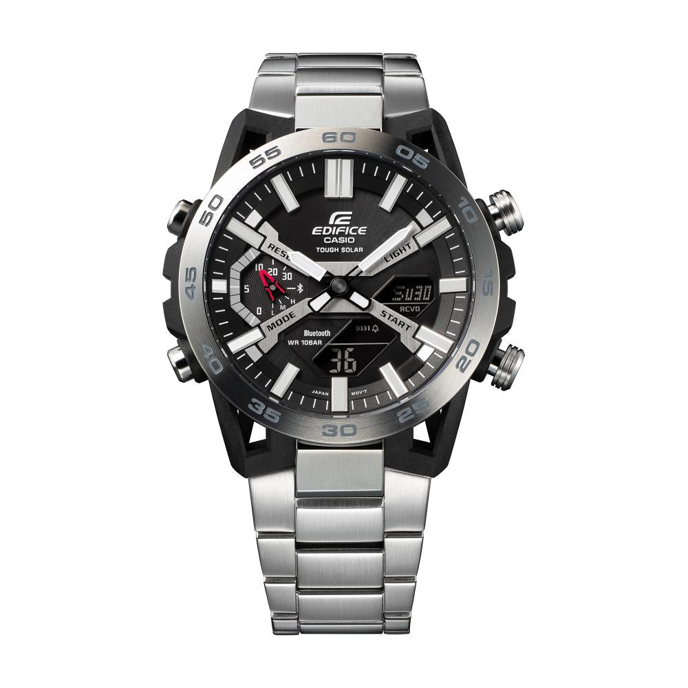 Collection Edifice - ECB-2000D-1AEF - Montre Casio – montre analogique-numérique noire, boîtier en carbone et acier à attaches en quatre bras, bracelet en acier – vue 2