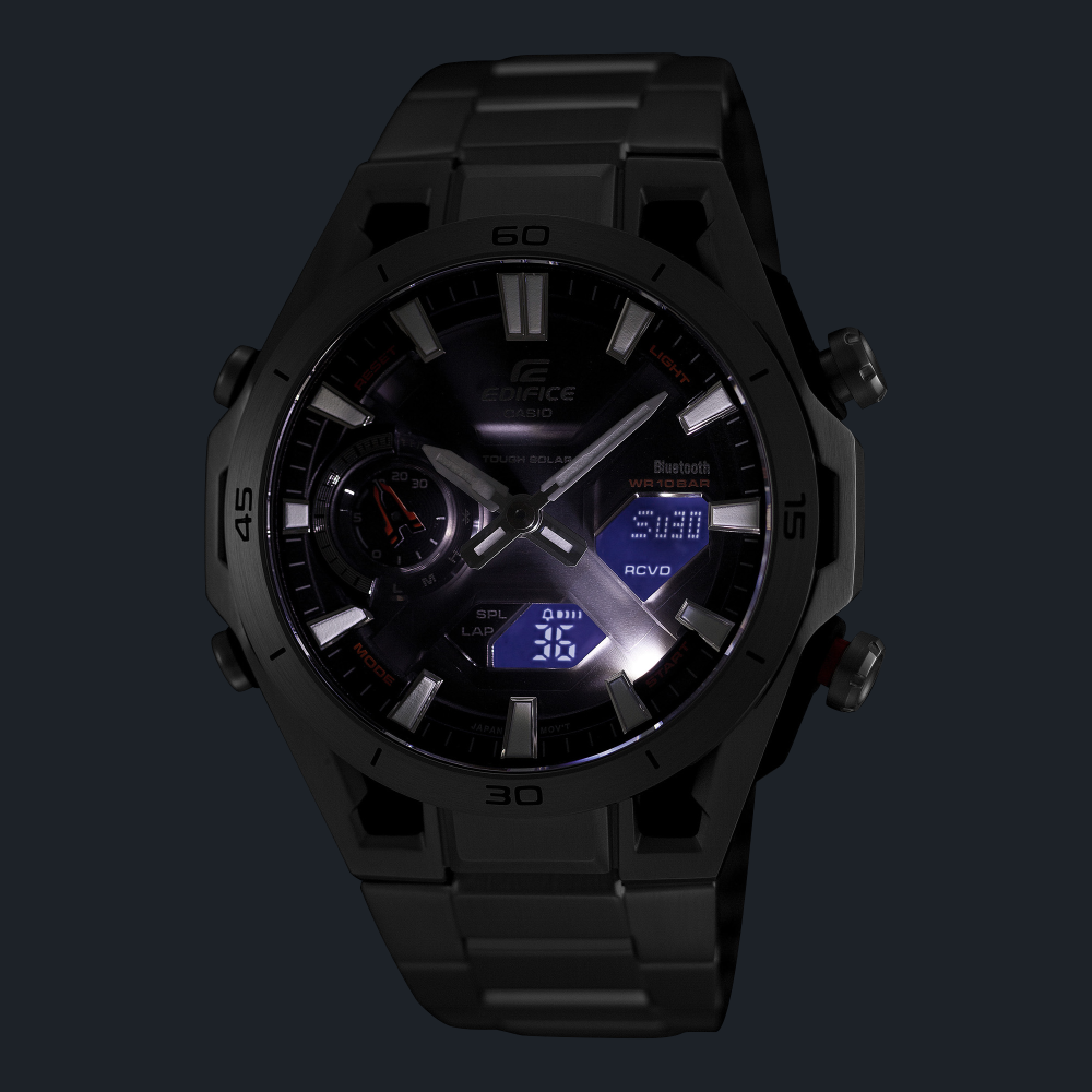 Collection Edifice - ECB-2300DC-1AEF - Montre Casio – montre analogique-numérique noire, boîtier carbone et acier, lunette et bracelet à placage ionique noir – vue 8