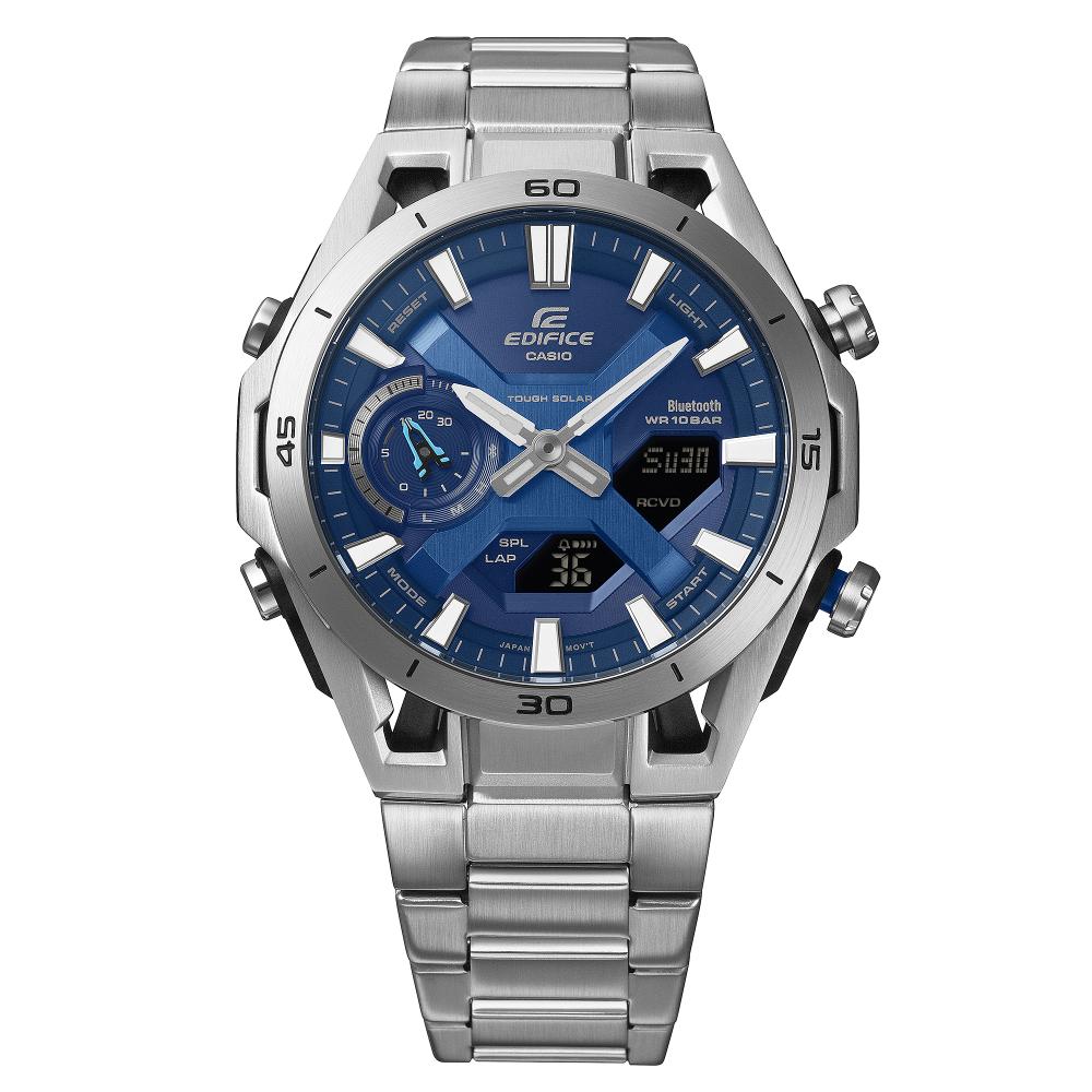 Collection Edifice - ECB-2300D-2AEF - Montre Casio – montre analogique-numérique bleue, boîtier carbone et acier, bracelet en acier inoxydable argenté – vue 3