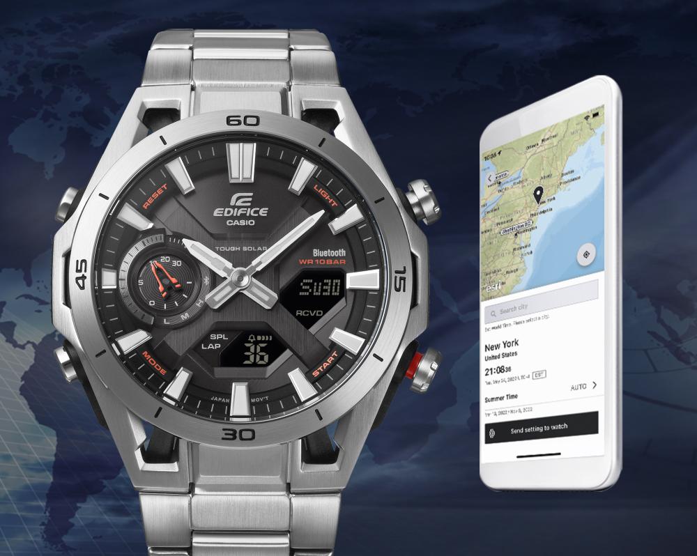 Collection Edifice - ECB-2300DC-1AEF - Montre Casio – montre analogique-numérique noire, boîtier carbone et acier, lunette et bracelet à placage ionique noir – vue 7