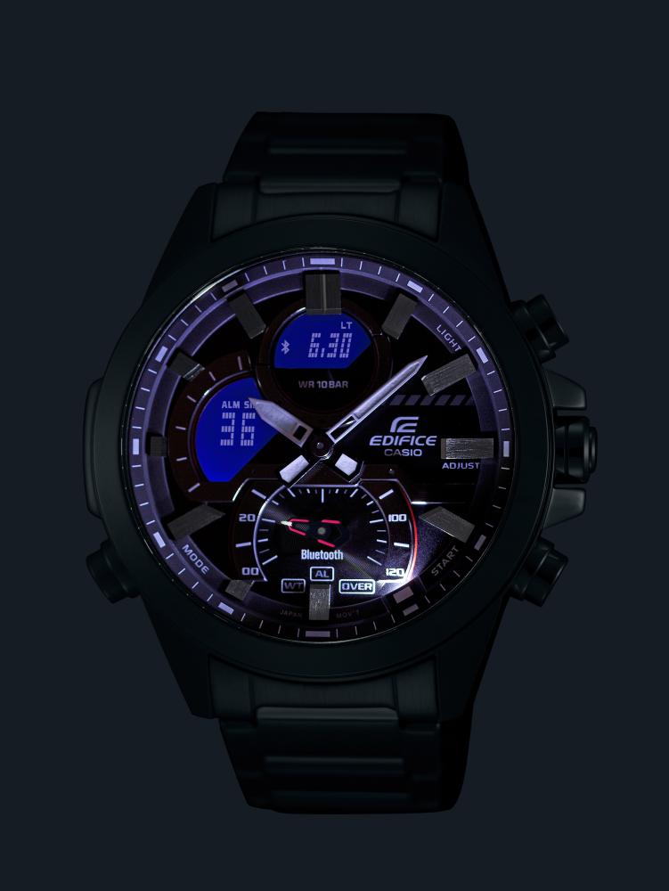 Collection Edifice - ECB-30D-2AEF - Montre Casio – boîtier en acier argenté, cadran bleu avec écran numérique, bracelet en acier – vue 5
