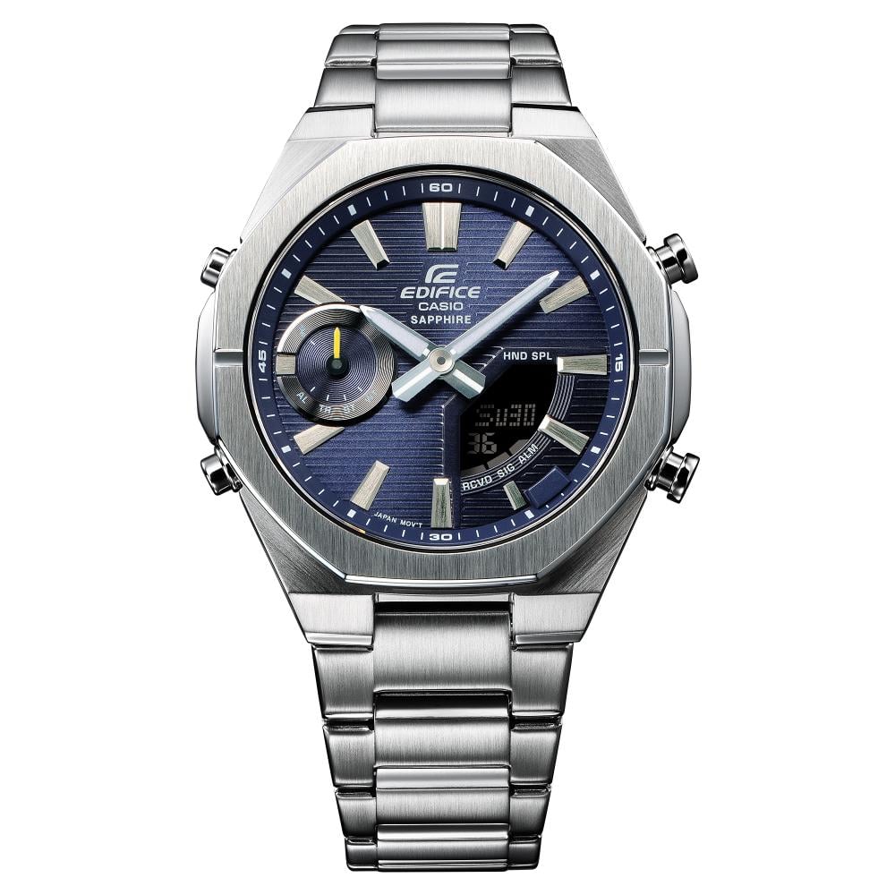 Collection Edifice - ECB-S10D-2AEF - Montre Casio – montre analogique-numérique fine à cadran bleu, boîtier et bracelet en acier inoxydable argenté – vue 7