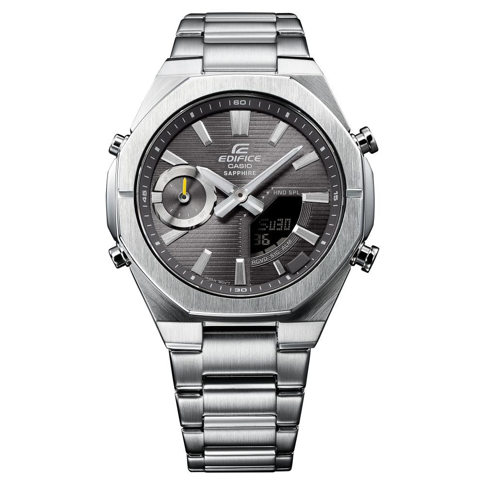 Collection Edifice - ECB-S10D-8AEF - Montre Casio – boîtier fin en acier argenté, cadran gris avec écran numérique, bracelet en acier – vue 8